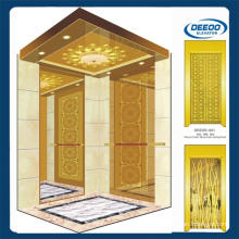 Vvvf Control System Golden Color Luxury Hotel Classic Elevator